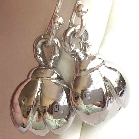 Ladybug Earrings Silver Plated Hypoallergenic Dainty Dangle Pierced Insect Bug - Picture 9 of 11